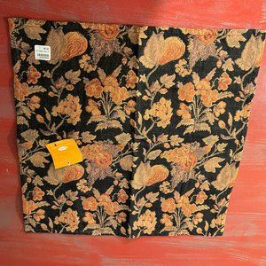 Danica Black Floral and Fruit Tapestry Damask Napkins - set of four  20"x20"